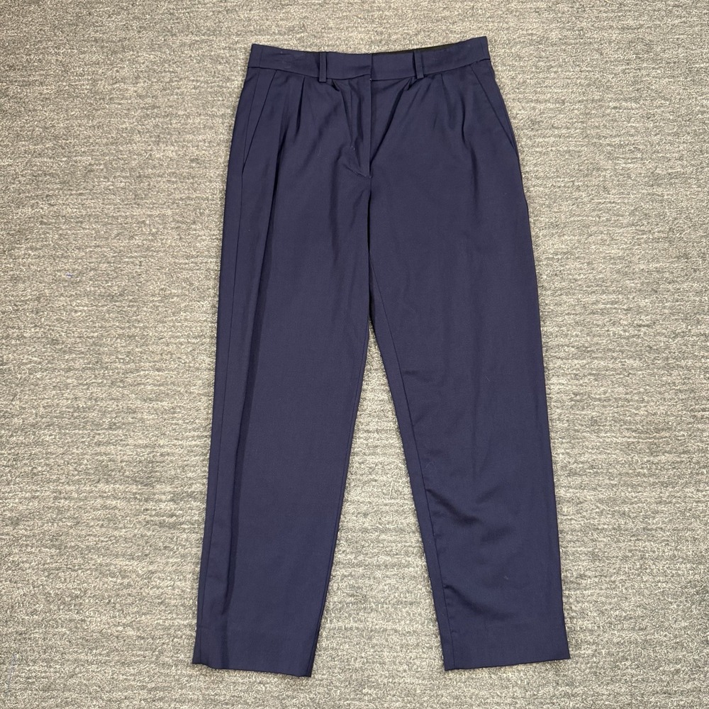 AYR Metropolitan Pleated Trousers Pants Women 2 Blue Pleated Virgin Wool Career